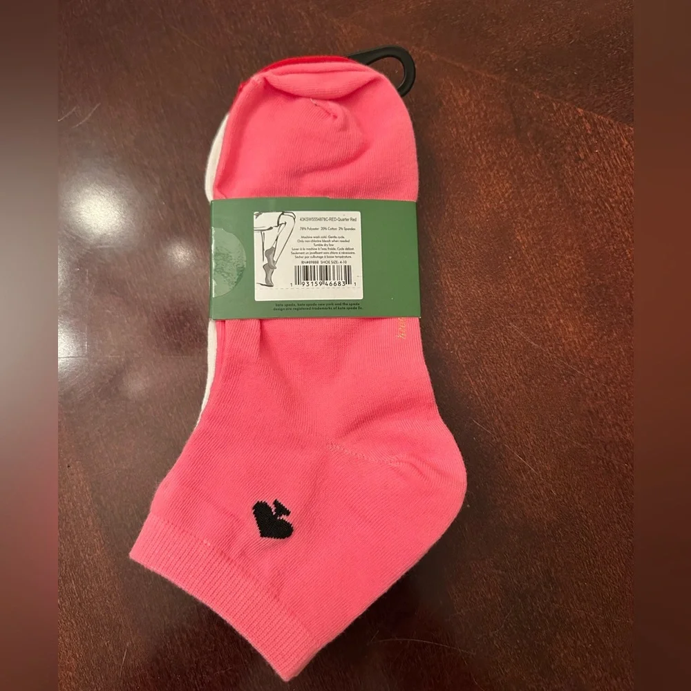 Kate Spade Socks 3 Pack Red and White Hearts NWT
